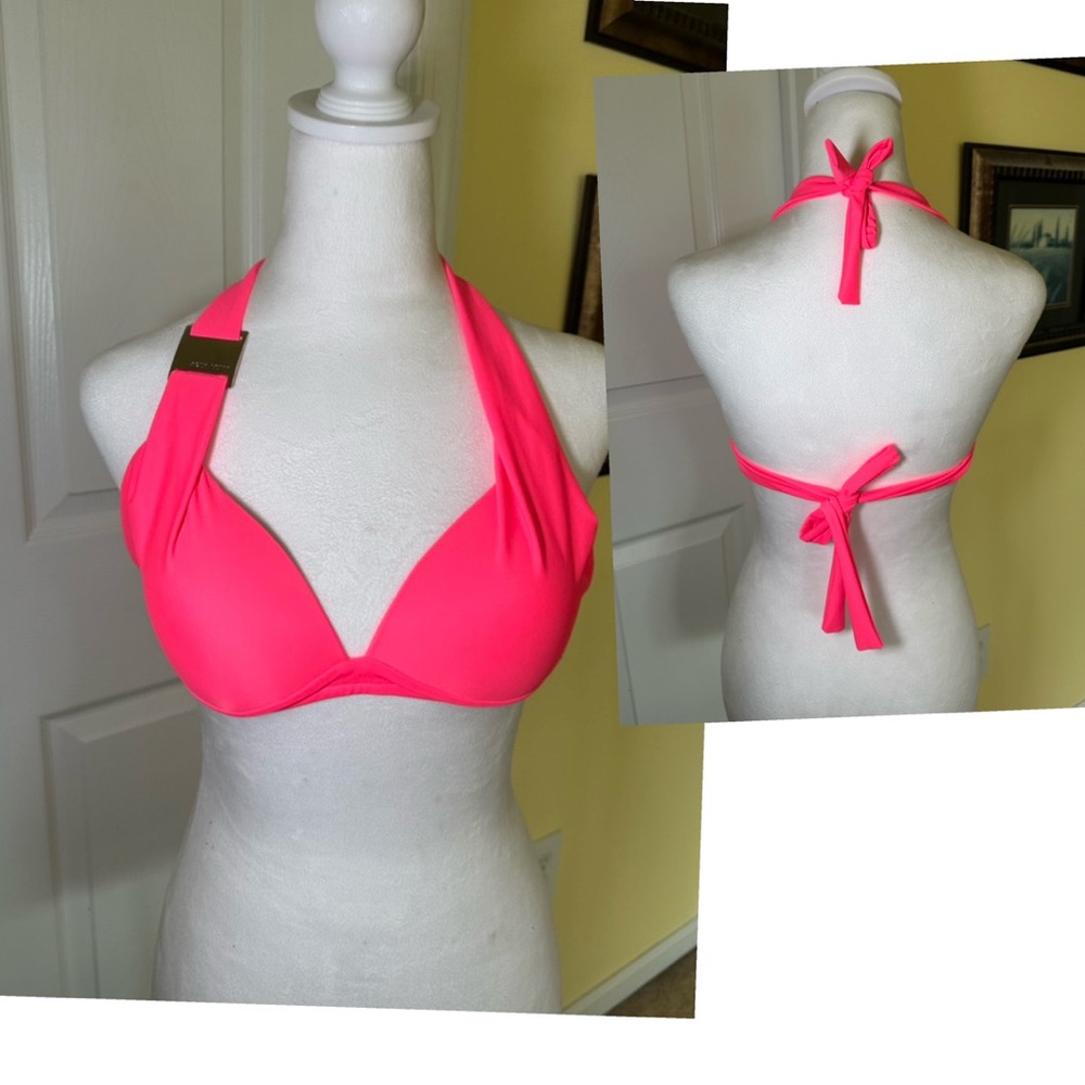 AGUA MENTA New Without Tag Vibrant Pink Halter Bikini Top